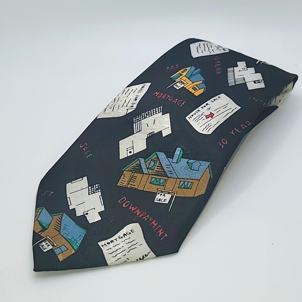 A. ROGERS Black White Statement  Tie